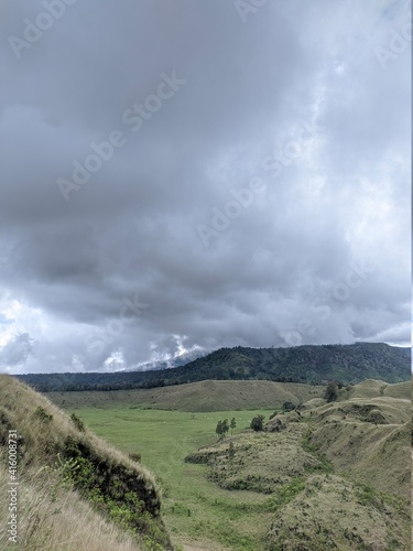 Landscape with clouds on  Wurung Crater, Indonesia