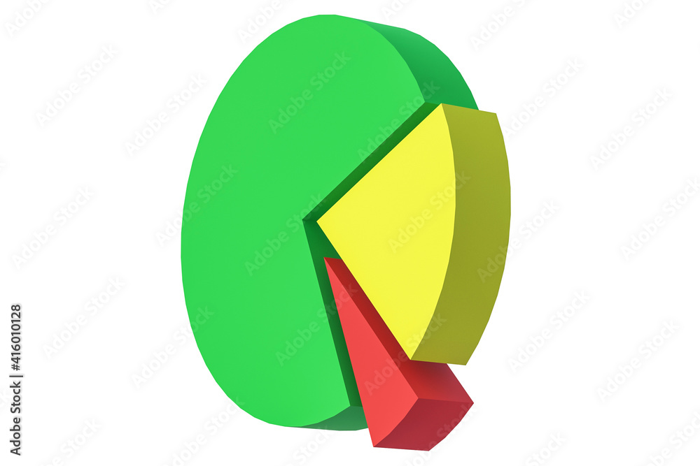 Pie chart isolated on white background. Statistical data. Business analysis. Progress information. 3d rendering Pie chart isolated on white background. Statistical data. Business analysis. Progress information. 3d rendering