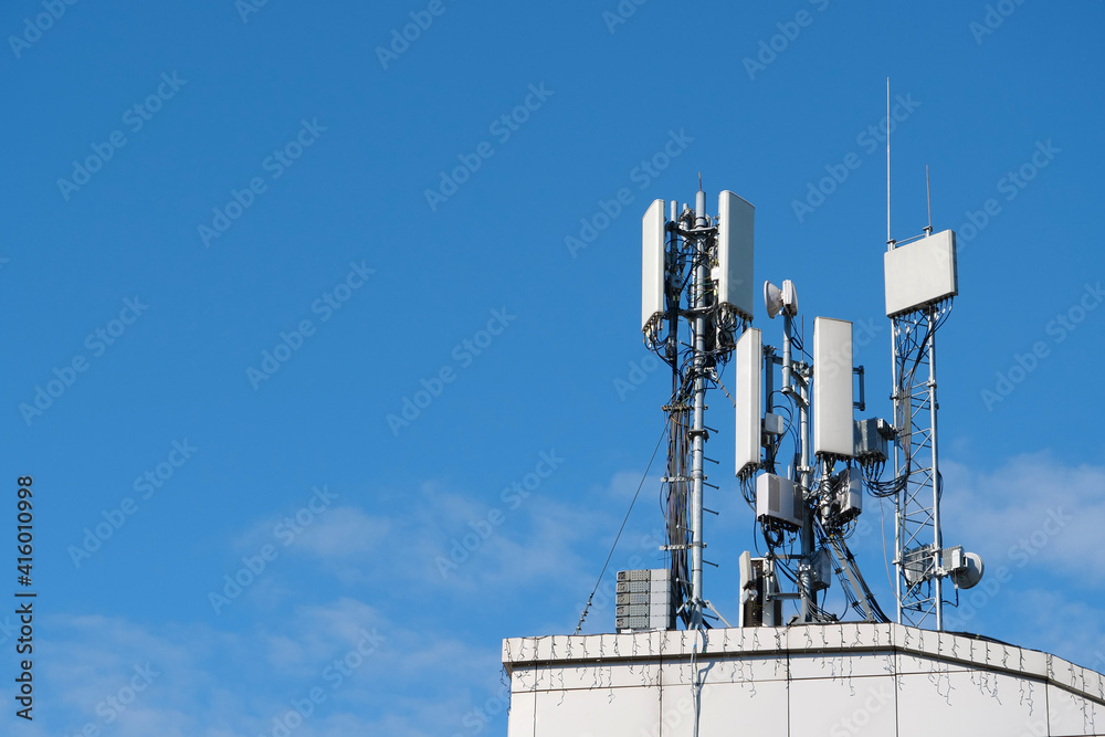 5G Cell Towers on sky background