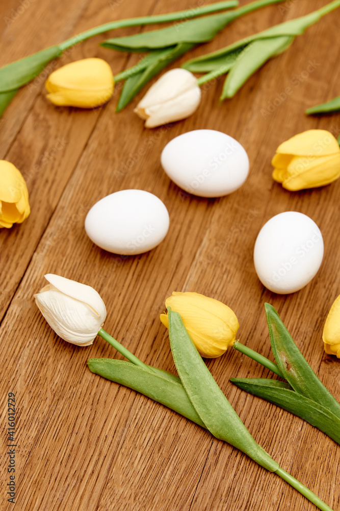 spring flowers white eggs easter holiday decoration spring flowers white eggs easter holiday decoration