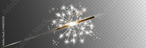 Christmas sparkler isolated on transparent background.Vector illustration
