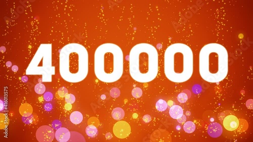 400k Counter in the style of the video social media: white font and red background. Celebration video introduction for the reaching 400000 subscribers, followers or likes.  photo