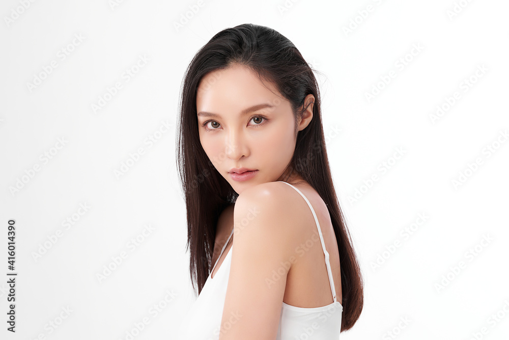 Beautiful young asian woman with clean fresh skin on white background, Face care, Facial treatment, Cosmetology, beauty and spa, Asian women portrait Beautiful young asian woman with clean fresh skin on white background, Face care, Facial treatment, Cosmetology, beauty and spa, Asian women portrait
