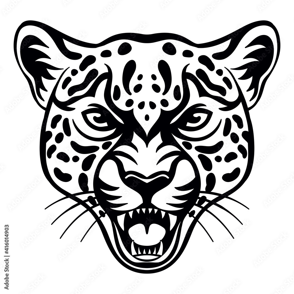 Vector head of mascot leopard isolated on white