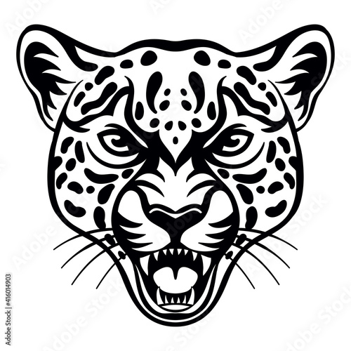 Vector head of mascot leopard isolated on white