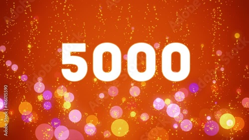 5k Counter in the style of the video social media: white font and red background. Celebration video introduction for the reaching 5000 subscribers, followers or likes. 