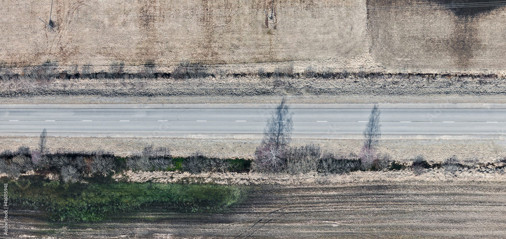 aerial view over the road aerial view over the road