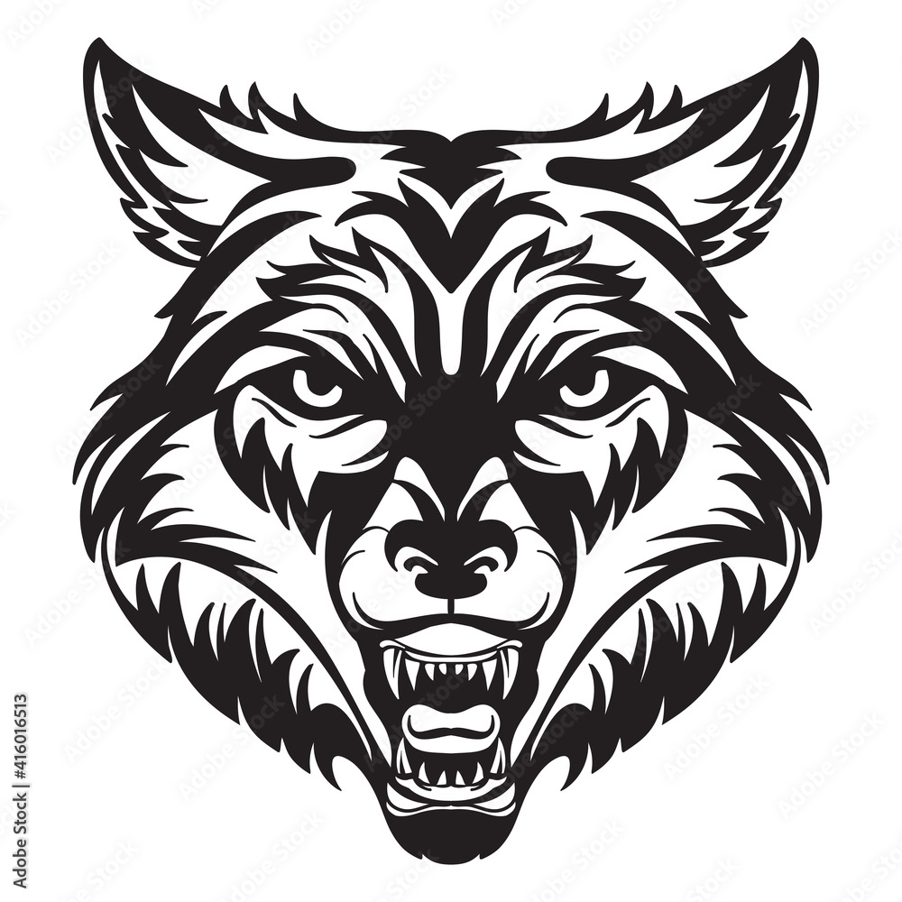 Fototapeta premium Vector head of mascot wolf isolated on white