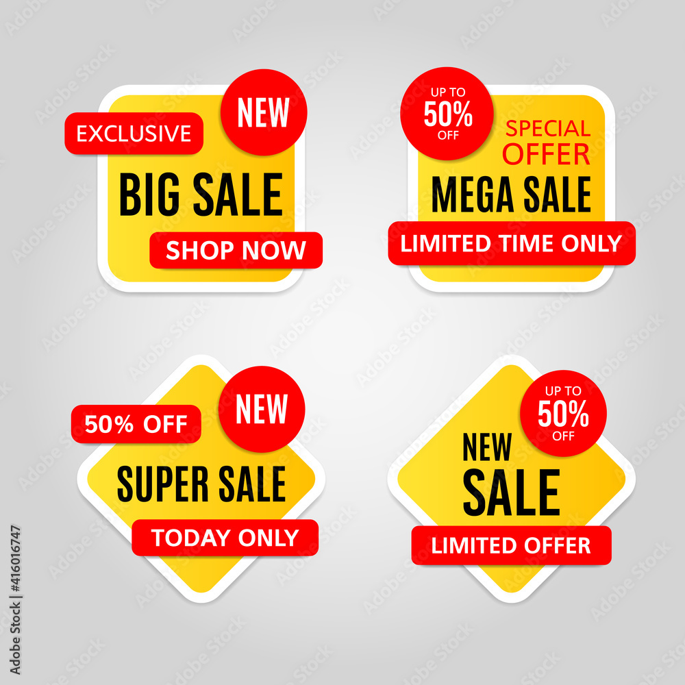 Set of modern sale stickers on gray background Set of modern sale stickers on gray background