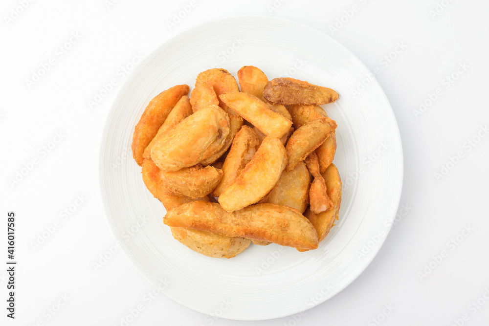 Potato wedges on a white background Potato wedges on a white background