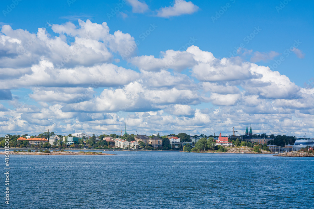 Coastal view of Helsinki and Gulf of Finland in summer, Finland