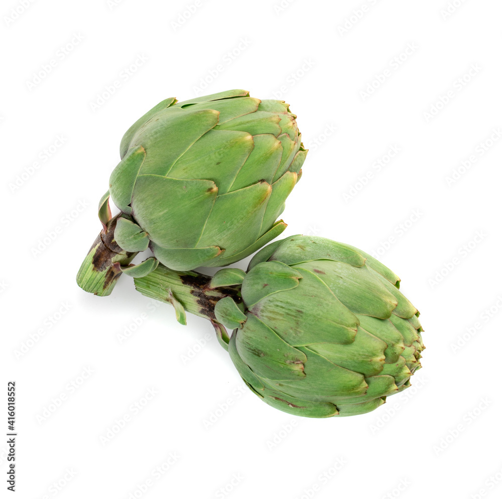 Fototapeta premium Fresh Artichoke, Green Artichokes, Raw Edible Cynara Flower