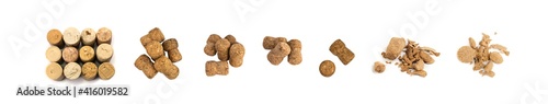 Natural wine cork and hand made corks isolated