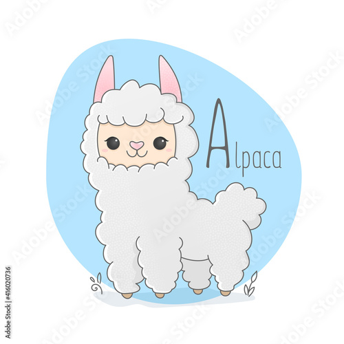 Alphabet letter animals children illustration alpaca