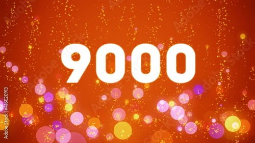 9k Counter in the style of the video social media: white font and red background. Celebration video introduction for the reaching 9000 subscribers, followers or likes.  photo