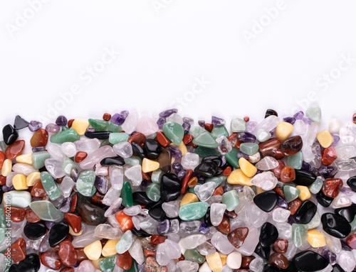 Colorful stones mix texture background, pebbles pattern