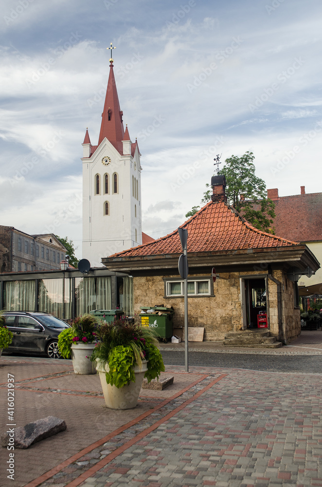 Old church building in the center of Cesis, Latvia