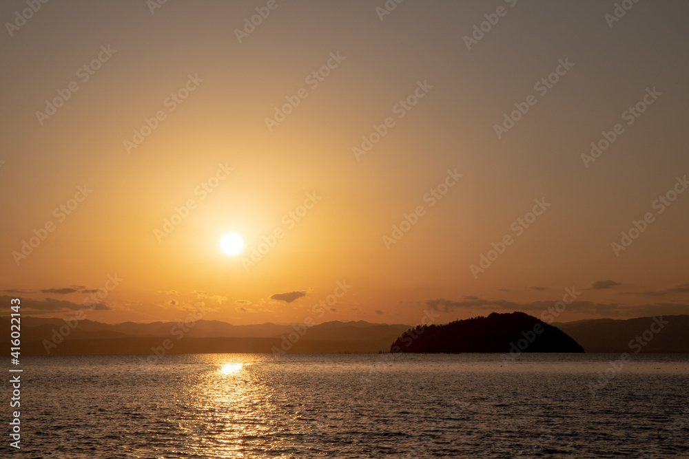 風景素材　黄昏時の琵琶湖