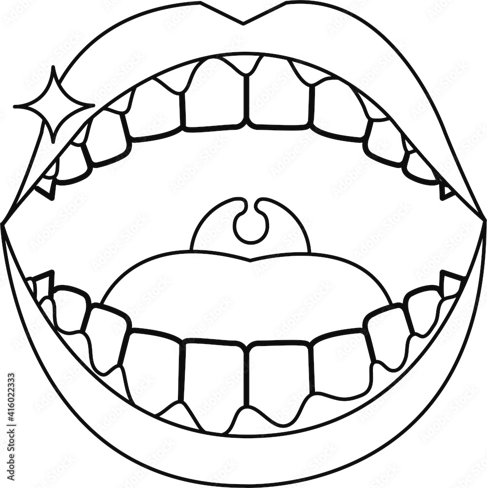 Fototapeta premium 虫歯予防 輝く歯のイラスト
