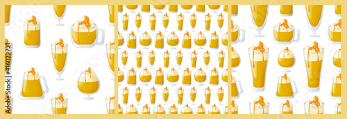 Set of seamless patterns with beer glasses.