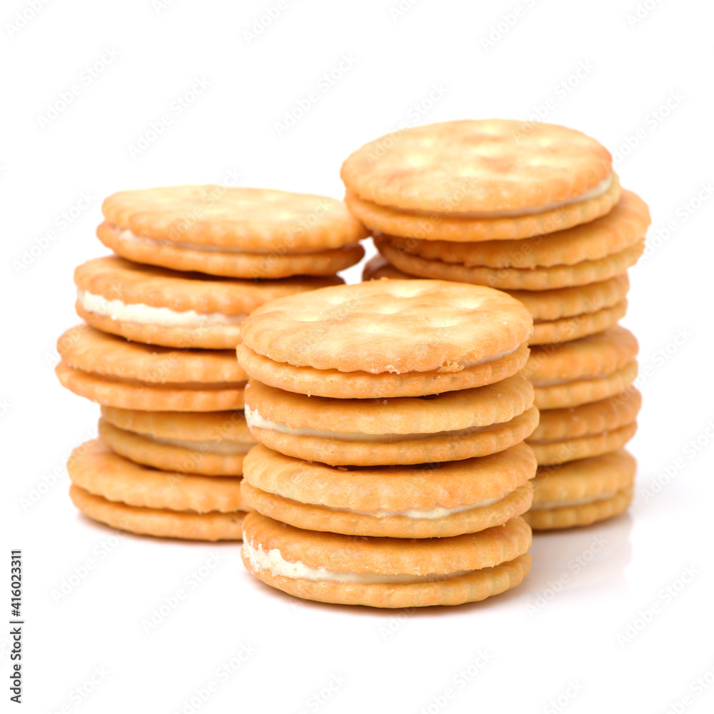 vanilla sandwich cookies on white background vanilla sandwich cookies on white background