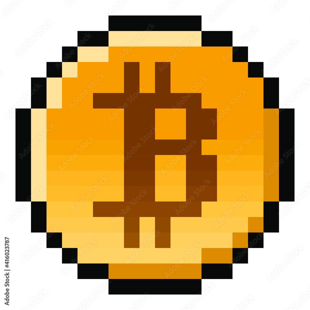 Pixel bitcoin gaming coin (vector) Pixel bitcoin gaming coin (vector)