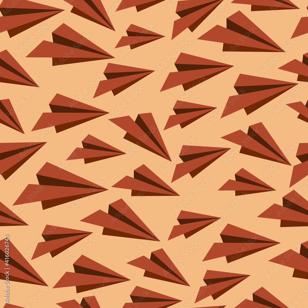 Airplane seamless pattern. Origami paper planes. Hand drawn background. Simple aircraft in sky seamless background. Airplane seamless pattern. Origami paper planes. Hand drawn background. Simple aircraft in sky seamless background.