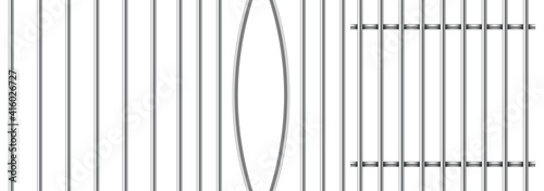 Set of realistic prison metal bars isolated on white background. Iron jail cage. Prison fence jail. Template design for criminal or sentence. Vector illustration