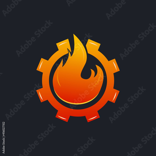 fire gear combined logo design element photo