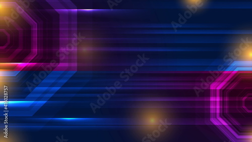Colorful glowing neon technology background