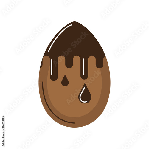 happy easter melted chocolate egg cartoon isolated style