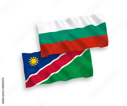 Free Download National vector fabric wave flags of Bulgaria and Republic of Namibia isolated on white background. 1 to 2 proportion. - GFXLoad