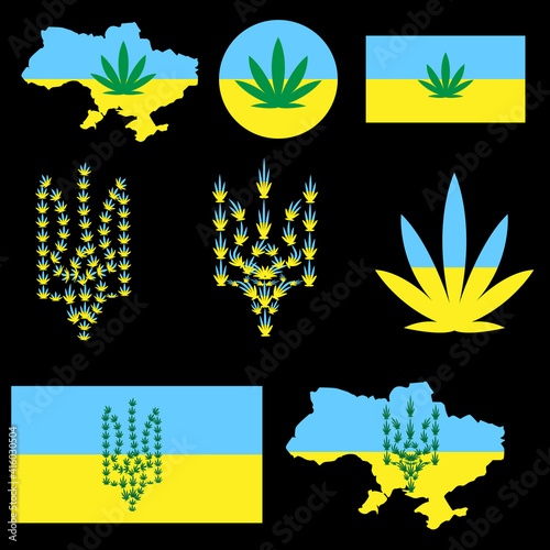 Symbols of the Ukrainian state from hemp leaves