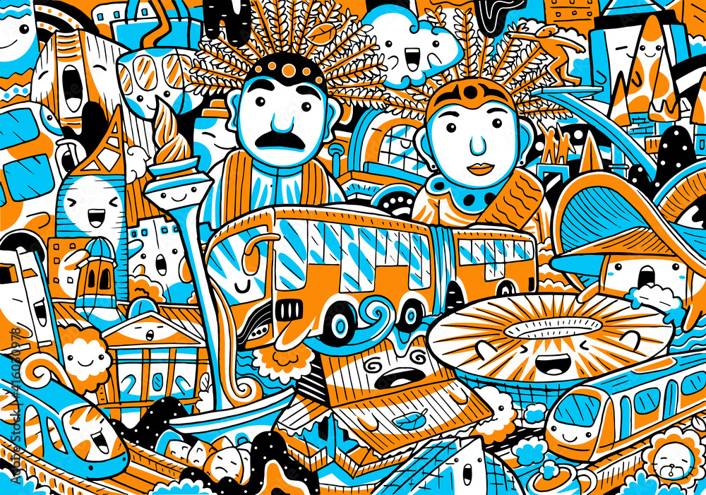 Fototapeta premium Jakarta City Landmark Vector Illustration.