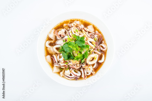 A plate of steamed squid rings