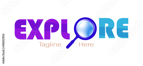 Abstract linear searching logotype with magnifying glass instead of the letter O vector design