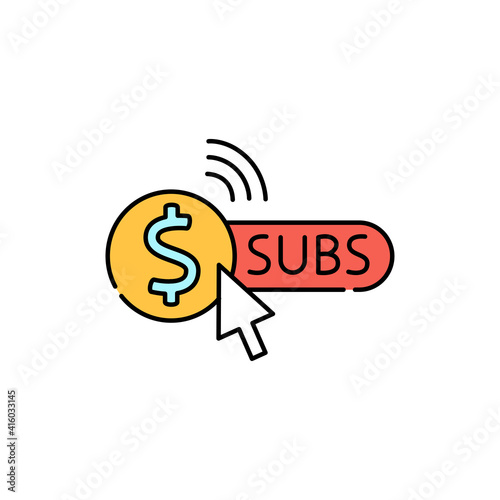 Paid subscription color line icon. Pictogram for web page, mobile app