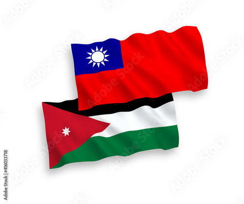 Free Download National vector fabric wave flags of Hashemite Kingdom of Jordan and Taiwan isolated on white background. 1 to 2 proportion. - GFXLoad
