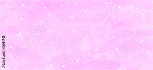 水彩　桜ピンクの背景　白色のスパッタリング © kaori