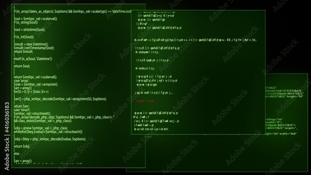 source code programming screen text scrolling animation