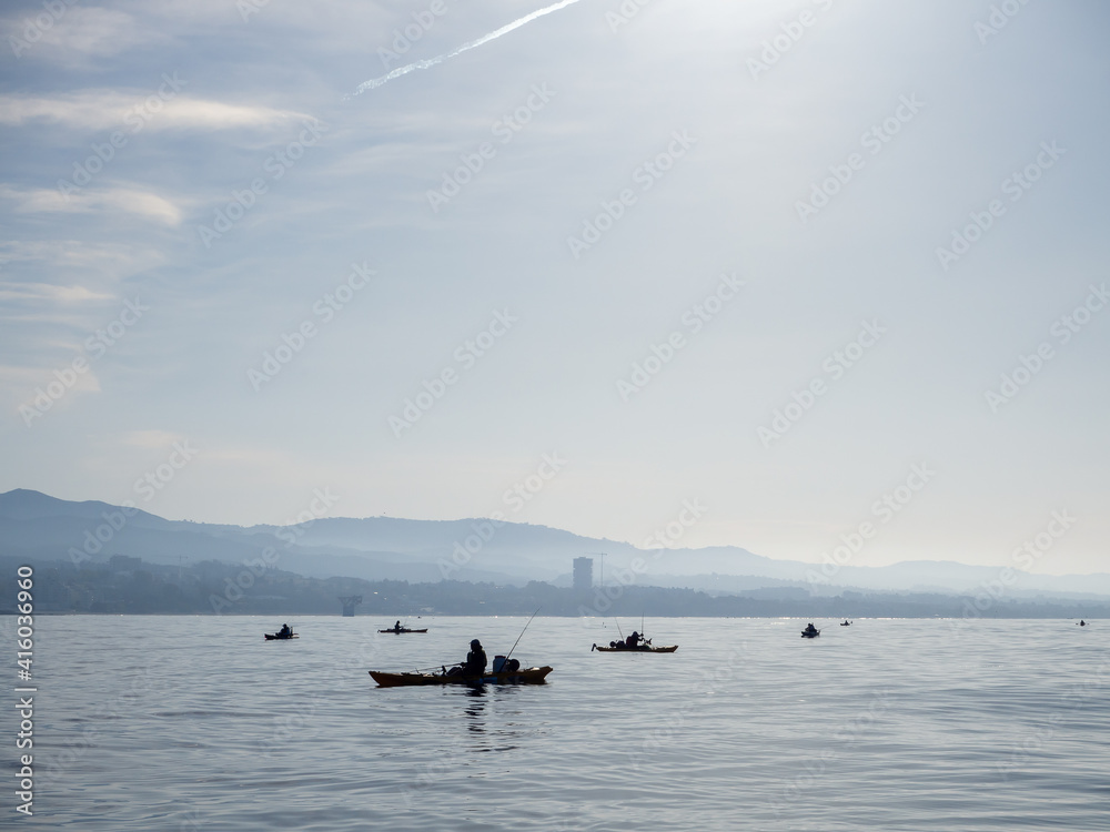 kayak fishing competition in the Mediterranean Sea - Marbella. Andalusia kayak fishing competition in the Mediterranean Sea - Marbella. Andalusia