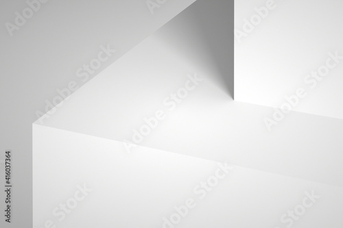 Fototapeta Naklejka Na Ścianę i Meble -  Empty white podium with soft shadows. Abstract minimal 3d render