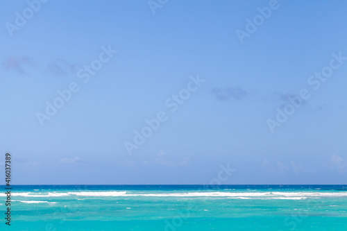Caribbean Sea under blue sky on a sunny day, natural background