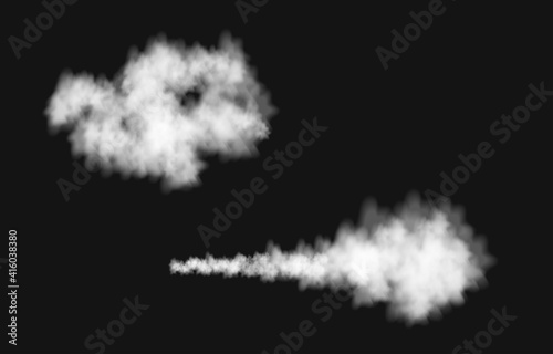 Realistic  white  smoke puff  isolated on transparent background.