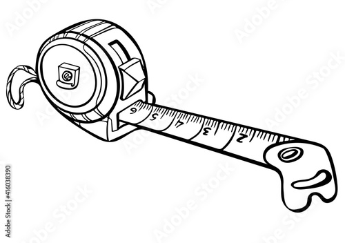 industrial measure tape, ruler illustration In doodle style