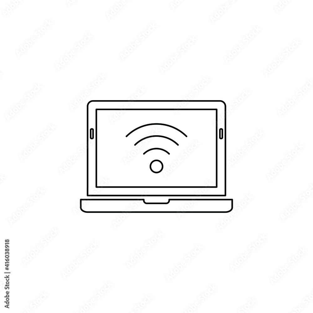 wi-fi icon with laptop. internet icon vector wi-fi icon with laptop. internet icon vector
