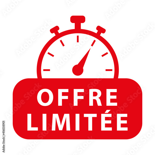 Offre limitée. Icône rouge avec chronomètre. Illustration vectorielle.