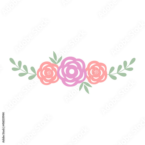 Colorful  beautiful Flowers, Floral. Vector illustration. Isolated on white. Vector cards in flat style. Perfect logo for flower shop, flower delivery or beauty salon.