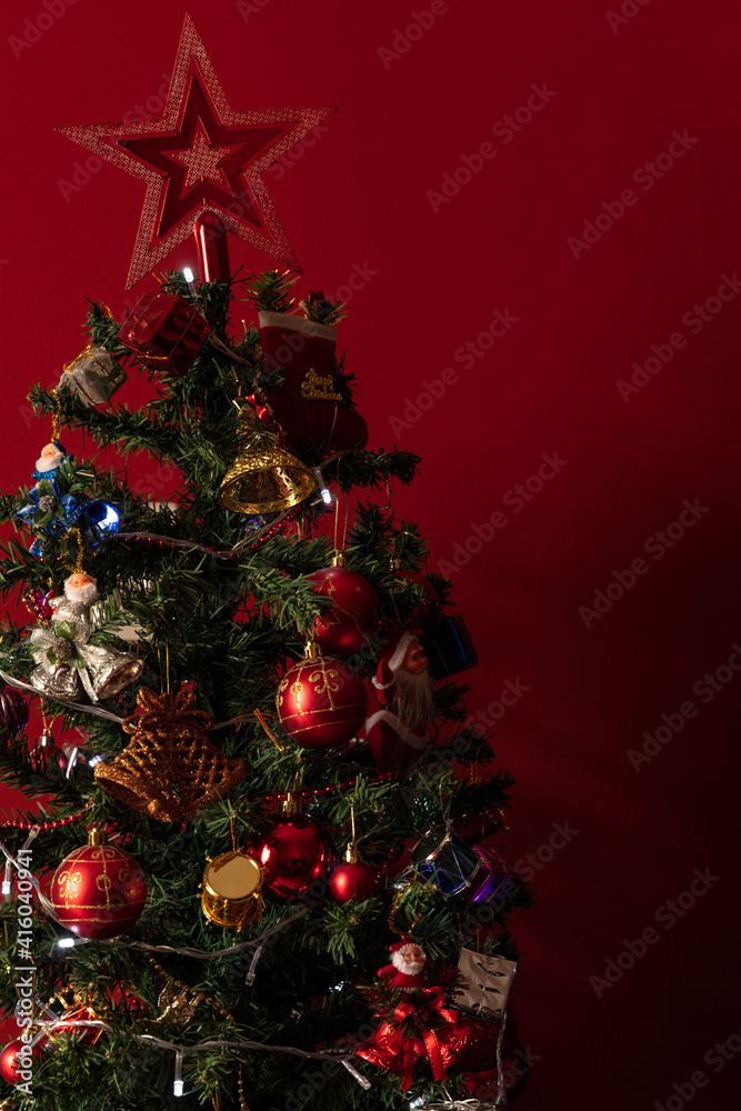 Near Christmas tree decorations. texture to the background. New year concept.