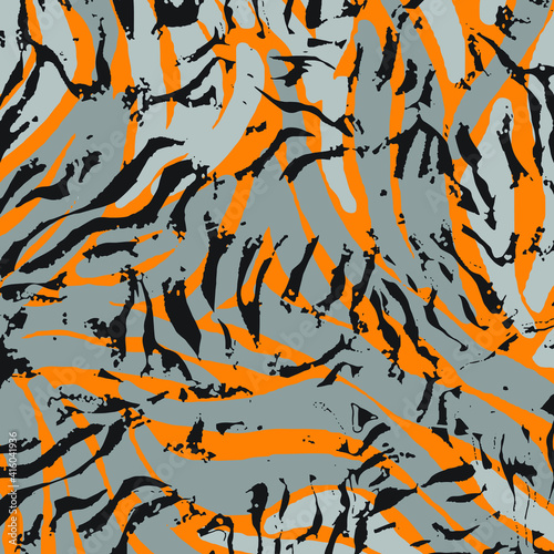 Seamless pattern with zebra fur print. Vector illustration. 